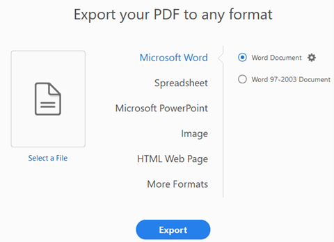 Export PDF as Word Document