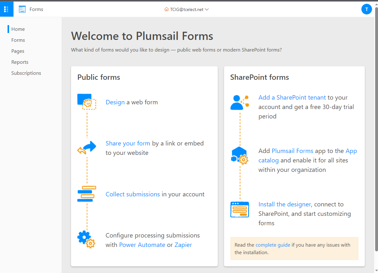 Plumsail Forms Splash page