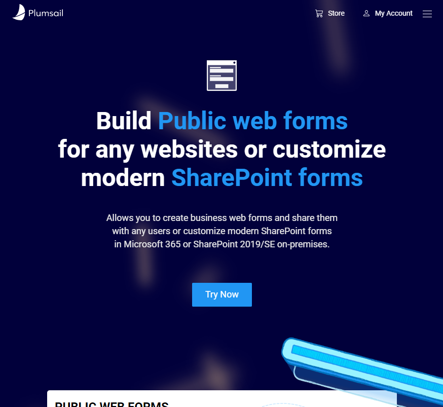 Plumsail Splash page