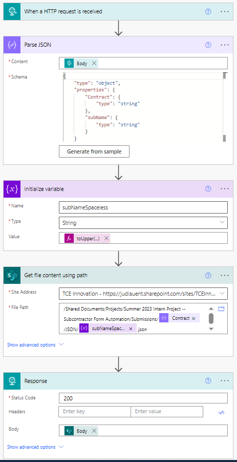 Power Automate Flow for Subcontractor Autofill API