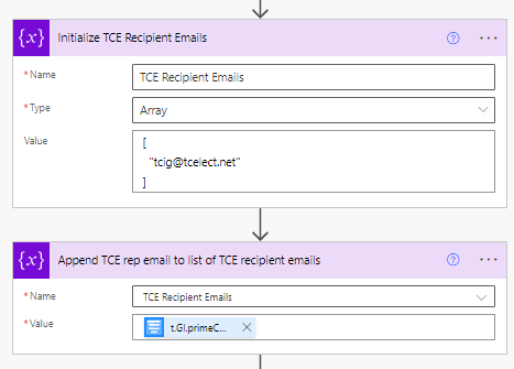 Create array of TCE recipients