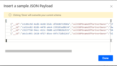 Paste JSON sample