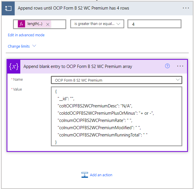 Append default values