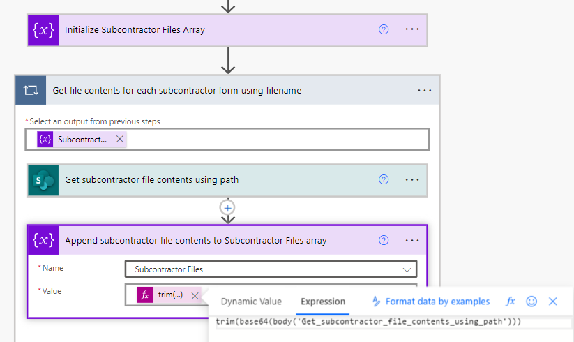 Append subcontractor file contents to subcontractor files array